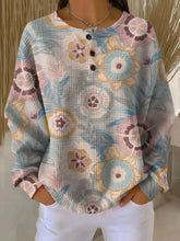 Women's Flowers Pattern Art Print Casual Waffle Sweatshirt